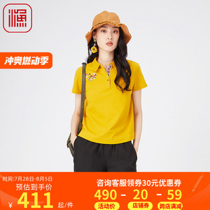 渔女装潮牌短袖polo衫女夏新款翻领t恤纯棉休闲体恤上衣FGGB2030