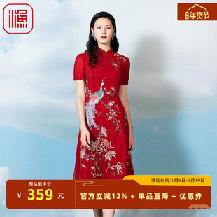 渔服饰女装新款夏季中国风重工绣花高端改良旗袍礼服FGFB0107