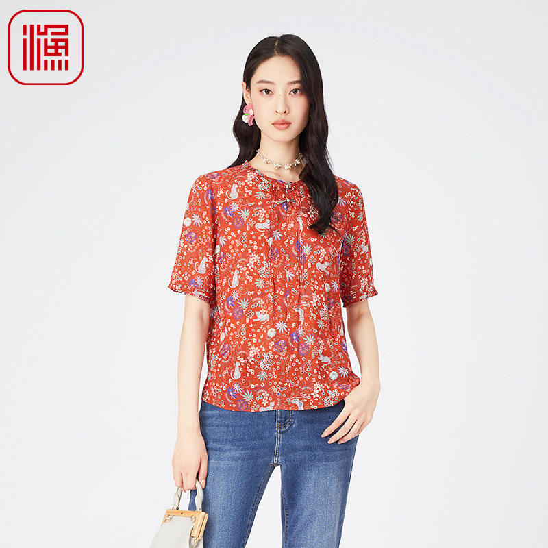 渔牌女装桑蚕丝短袖女20