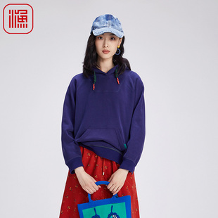 国潮中国龙绣花连帽宽松上衣FGGD2519 个性 渔牌女装 卫衣女新款