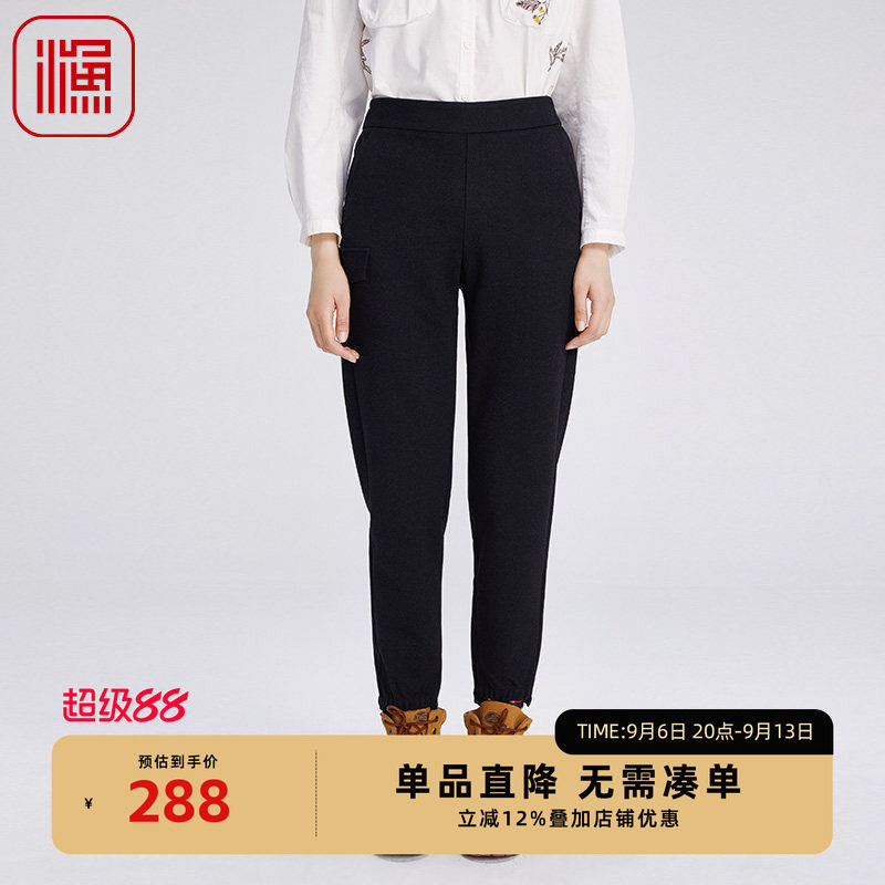渔服饰女装裤子女新款秋冬休闲小脚锥形弹力针织长裤FGGD6228