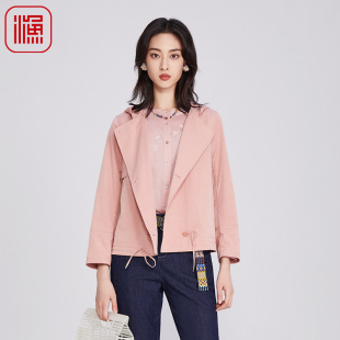 渔牌女装春装女款2025年新款连帽新中式重工绣花短款外套FGHA3046