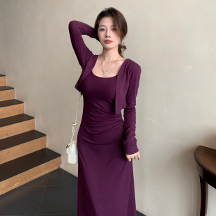 长袖短款小开衫秋季外套女款遮臂肉提高腰线显腿长通勤百塔款批发