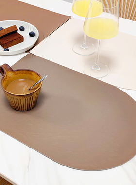 皮革餐垫防水防油免洗双面桌垫隔热垫pu皮纯色餐桌垫高级感可定制
