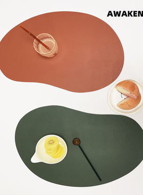 北欧风餐垫高级感防水防油桌垫异形西餐垫皮质现代简约pu防烫垫子