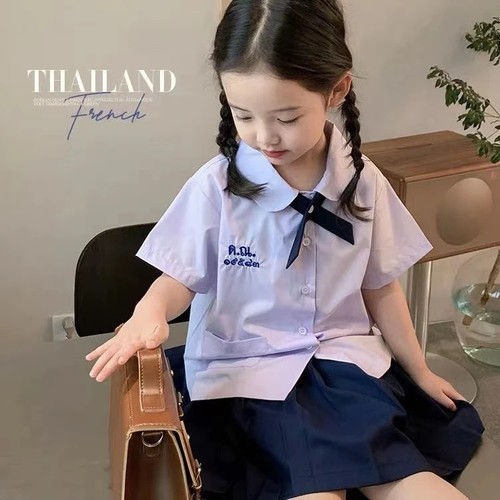 泰式学院风夏小学生毕业班服幼儿园园服女童泰国校服洋气JK裙套装