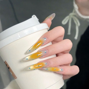 【橘子汽水】夏日显白落日霞光腮红气质猫眼可拆卸美甲手工穿戴甲