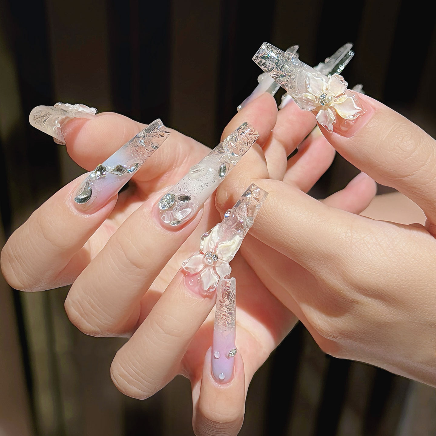 琉璃冰花高端立体手雕花穿戴美甲