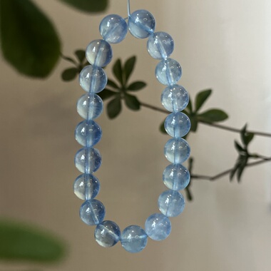 海蓝宝-喜水金海蓝宝白月光白水晶蓝晶石手链双圈手串生日礼物