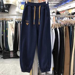 贴标高腰宽松休闲运动裤 特大码 女胖MM春秋季 束脚卫裤 240 300斤薄款