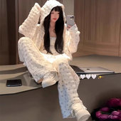 女 300斤大码 韩系笑脸印花连帽卫衣高腰休闲裤 两件套春夏休闲套装