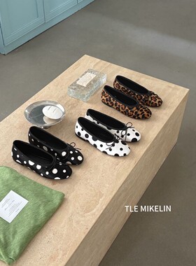 TLE MIKELIN 复古风波点豹纹鞋女平底软底一脚蹬舒适简约潮流单鞋