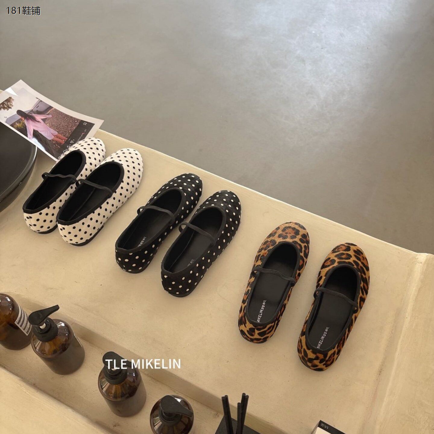 TLE MIKELIN 法式复古波点玛丽珍鞋女平底浅口蝴蝶结芭蕾舞鞋单鞋