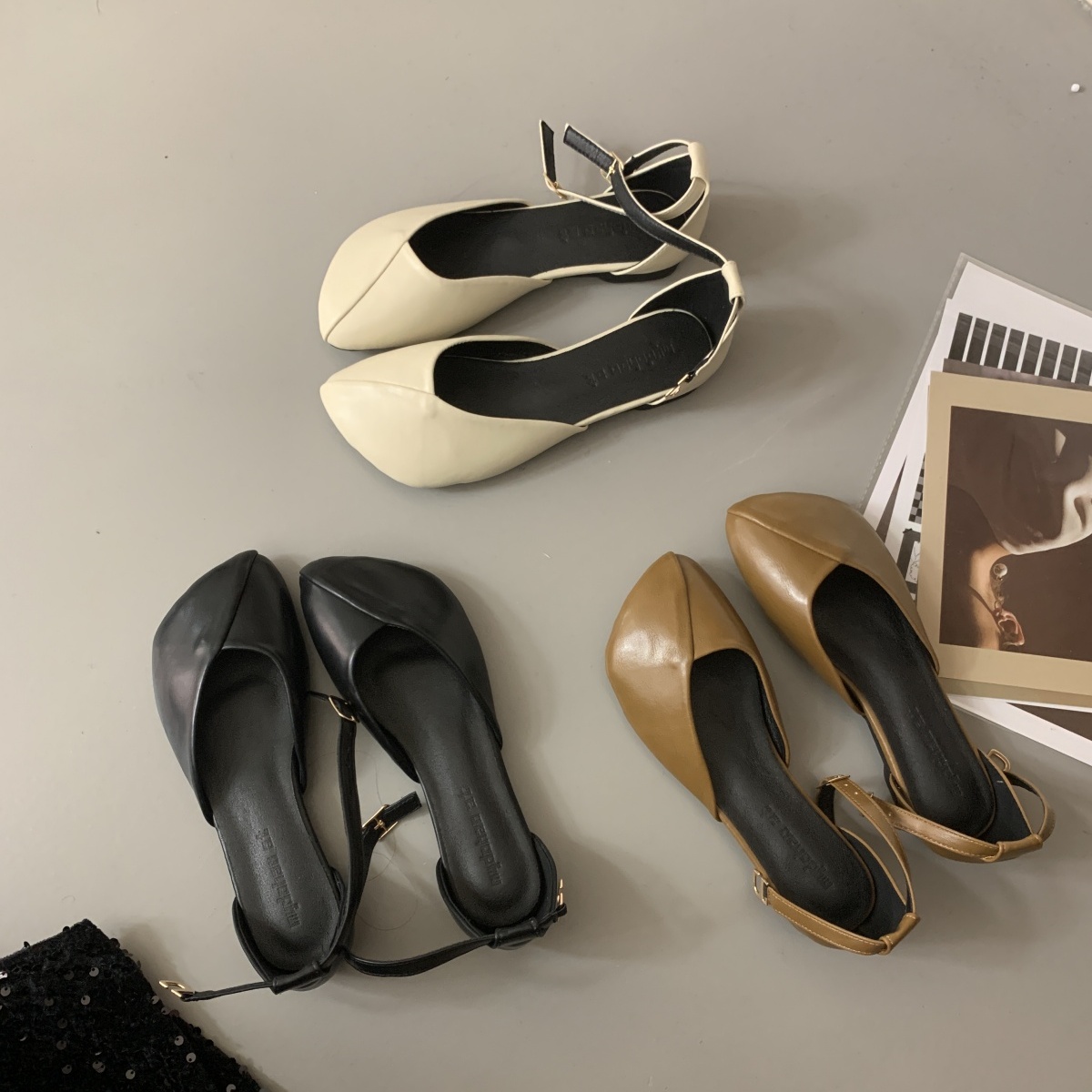 小众凉鞋百裙女夏外法式搭配平底玛丽一字珍复古浅口晚风单鞋穿带