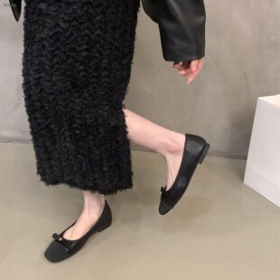 小香风方头平底鞋 San法式 女2026新款 蝴蝶结单鞋 Jonmei 通勤鞋 for