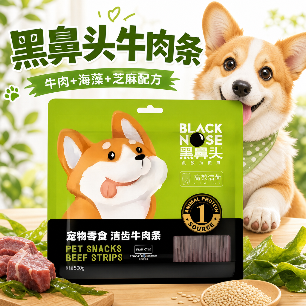 黑鼻头牛肉条500g肉干成犬幼犬功能性宠物磨牙棒训练奖励狗零食