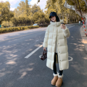 白鸭绒宽松过膝加厚连帽冬季 羽绒服女2025新款 云朵泡芙中长款 外套