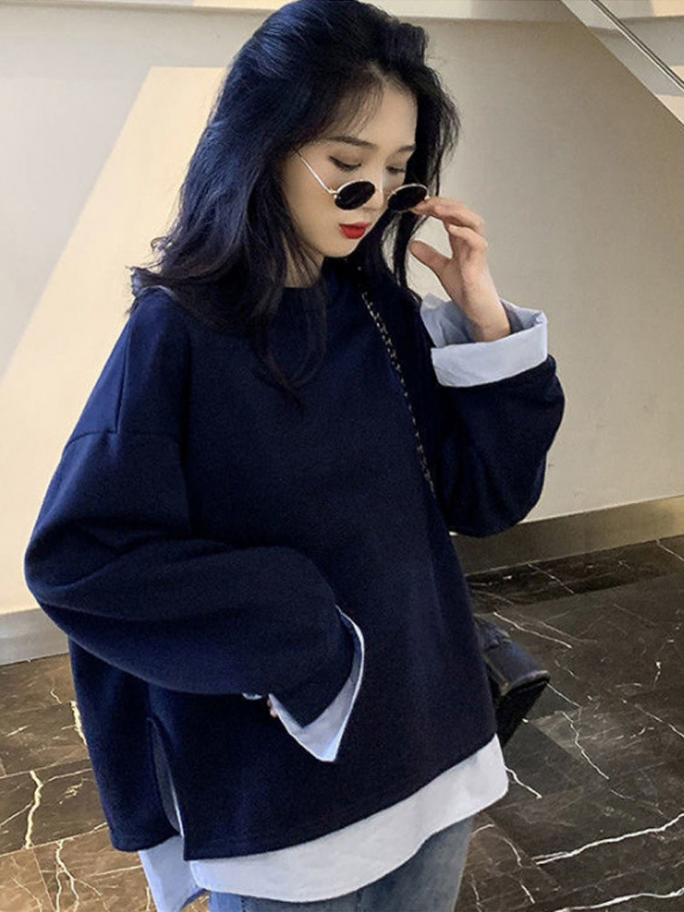 출산 가을 정장 세련된 작은 2024 새로운 엉덩이 루즈 탑 여성 투피스 세트 가을 겨울