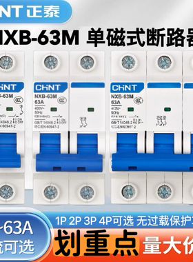 空气开关 NXB-63M 单磁式断路器1P小型断路器2P无过载保护63A