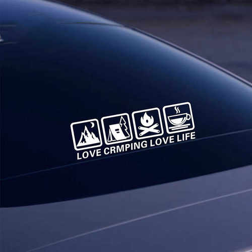 露营车贴野外篝火探险CANPING汽车装饰贴纸咖啡房车越野LOVE LIFE