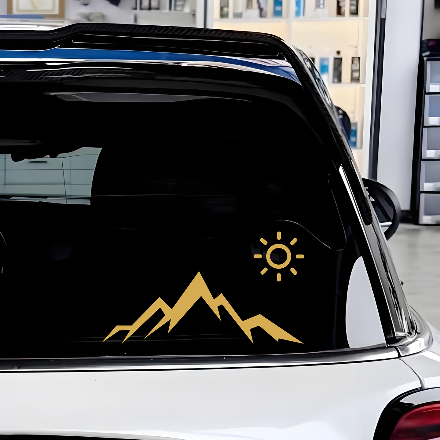 日照金山旅行车贴车身三角窗挡风后窗玻璃装饰画个性创意汽车贴纸
