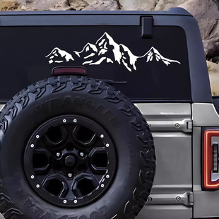 山峰雪山越野户外SUV轿车后挡风玻璃装 贴 饰反光车贴纸三角窗改装