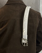 ADV Crystal 漆面喜马拉雅白鳄皮枪铜凯旋门雕花十字扣头皮带腰带