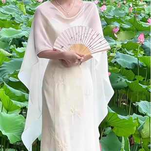 新中式防晒衣女夏季吊带连衣裙外搭薄款斗篷小披肩罩衫上衣薄外套