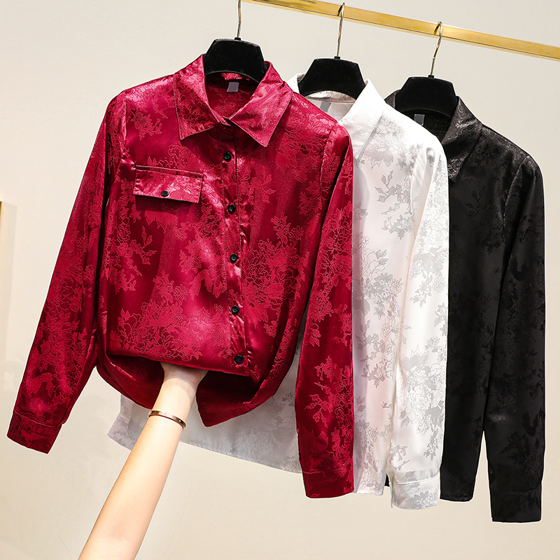 品牌折扣店正品女装缎面气质长袖