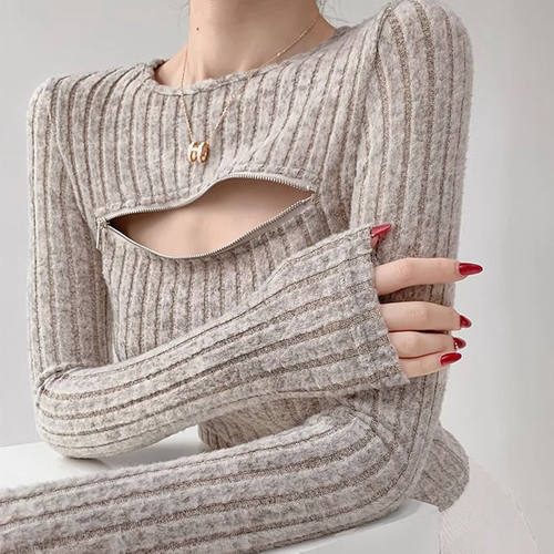 性感镂空针织衫上衣女装