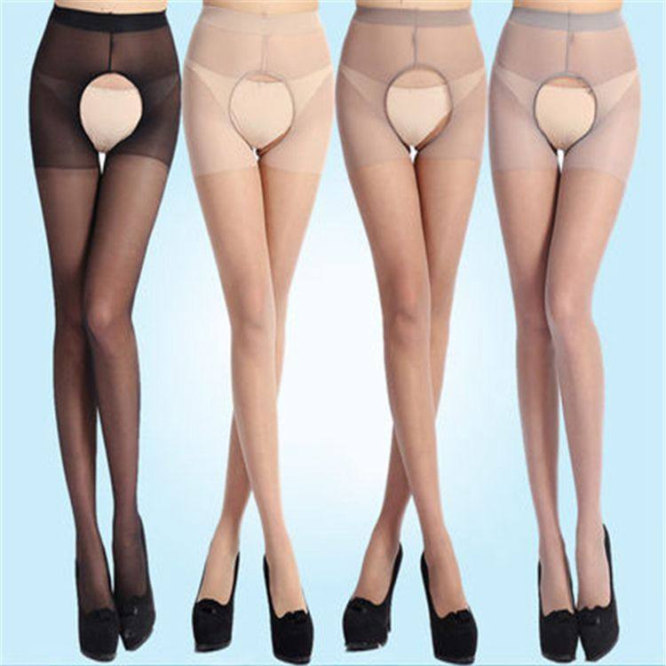 丝袜包芯丝夏季超薄女士性感镂空免脱丝袜开档雕空连裤袜丝袜