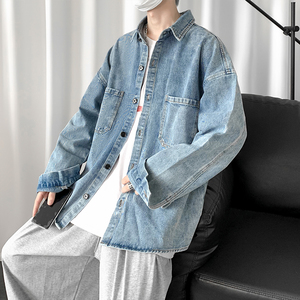 2021春季新款男士牛仔外套宽松日系水洗复古牛仔衣C200-P65图片