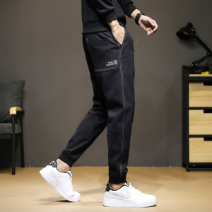 弹力牛仔裤男士宽松小脚裤ins潮流百搭男装哈伦休闲裤子图片
