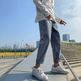 21春季牛仔裤男直筒宽松九分裤子男百搭坠感阔腿裤K8091-P42，男装牛仔裤，星座1006