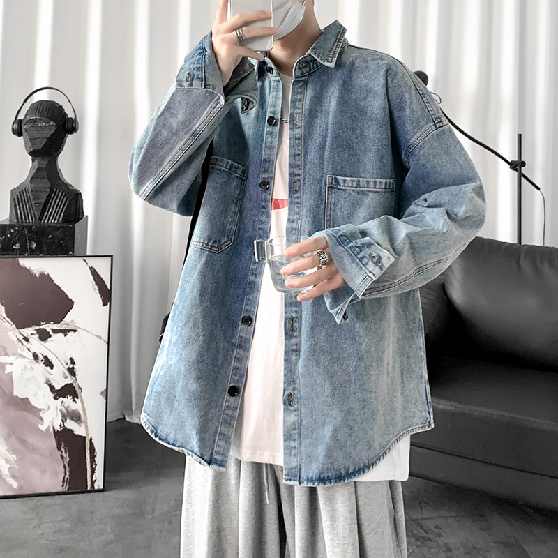 2021春季新款男士牛仔外套宽松日系水洗复古牛仔衣C200-P65,男装夹克,星座1006