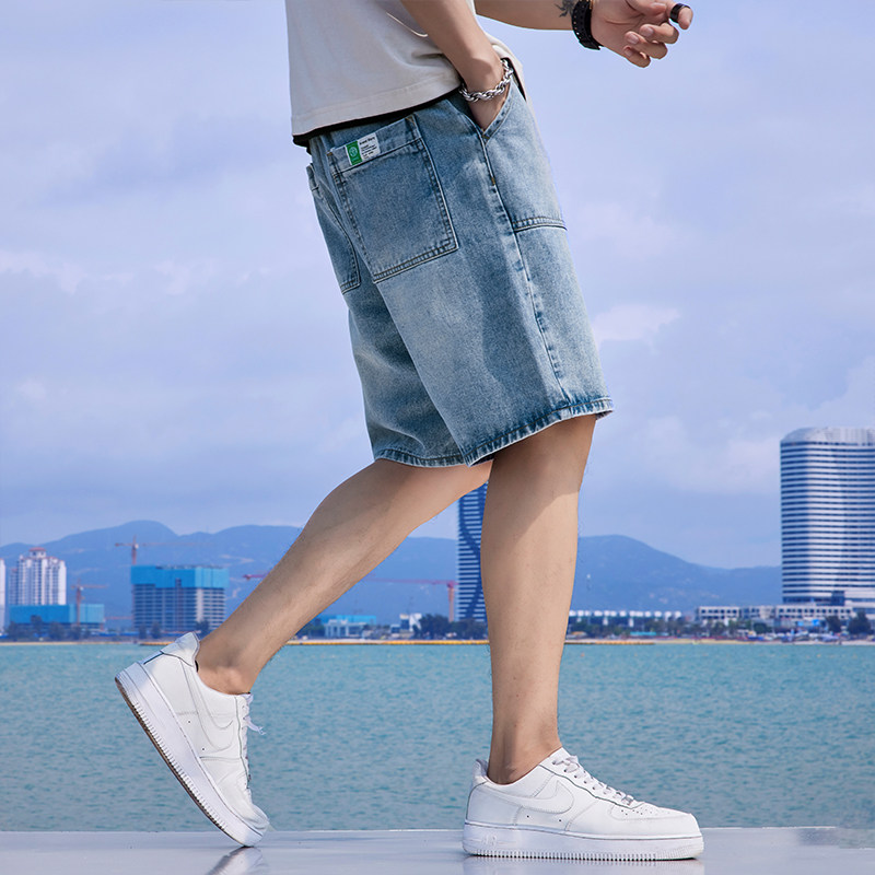 2021年日系风夏季新款港风工装牛仔短裤男,男装牛仔裤,星座1006