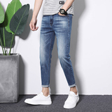 秋冬季潮男青少年牛仔裤修身弹力休闲小脚九分牛仔裤男，男装牛仔裤，星座1006