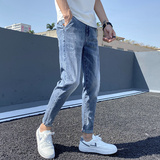 2021年春季浅色九分牛仔裤男韩版潮流修身小脚弹力K325-P50，男装牛仔裤，星座1006