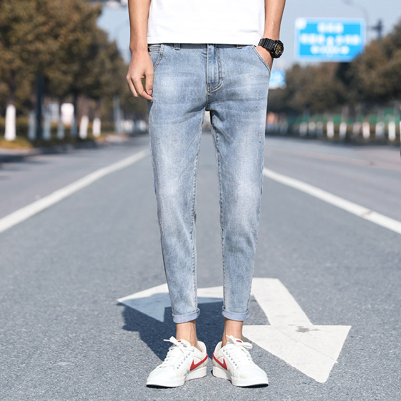 2021夏季潮男青年牛仔裤修身弹力休闲小脚九分牛仔裤男K301-P50,男装牛仔裤,星座1006