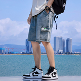 2021春季牛仔短裤工装多口袋五分裤潮流港风韩版男中裤，男装牛仔裤，星座1006