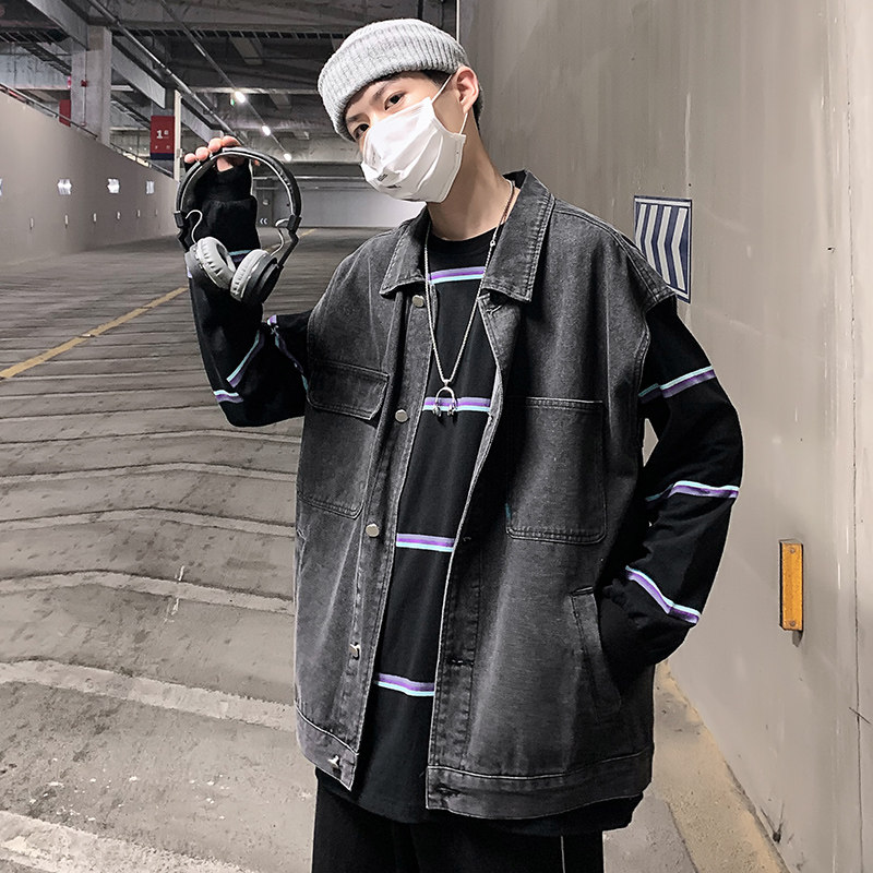 21港风秋季新款牛仔马甲男宽松痞帅个性ins潮流复古大口袋M03,男装夹克,星座1006