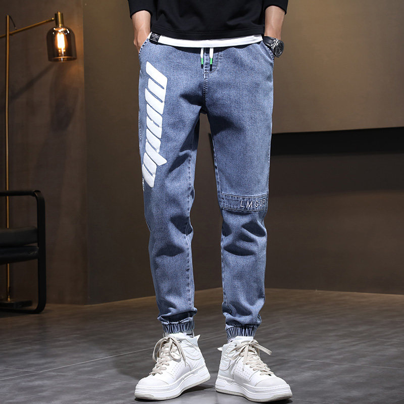 牛仔裤男宽松2021潮牌工装韩版潮流休闲束脚哈伦长裤男,男装牛仔裤,星座1006
