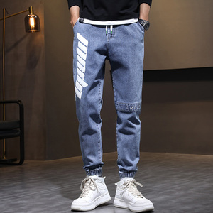 牛仔裤男宽松2021潮牌工装韩版潮流休闲束脚哈伦长裤男图片