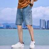 2021年日系风夏季新款港风腰果花工装牛仔短裤，男装牛仔裤，星座1006