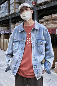 2021春季新款男士牛仔外套宽松日系水洗复古牛仔衣K01-P65图片