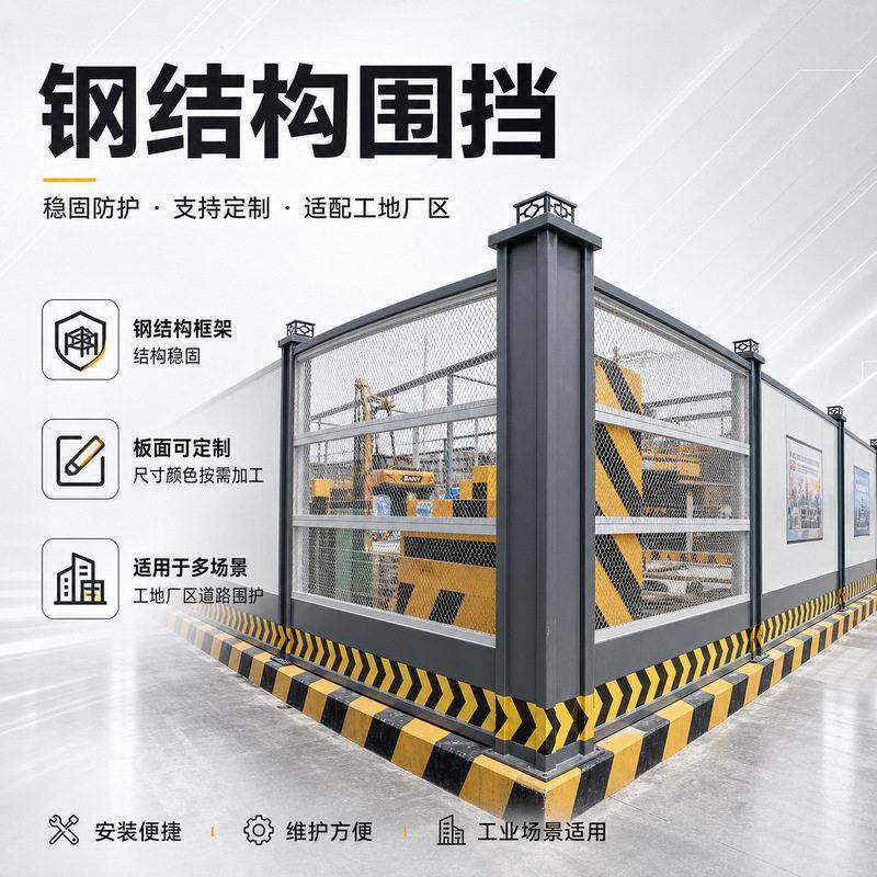 跨境出口彩钢围栏pvc围挡道路施工彩钢挡板围墙钢结构围挡市
