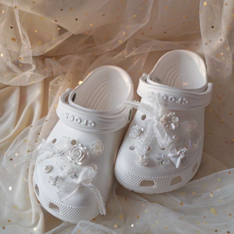 少女天使crocs鞋花鞋扣