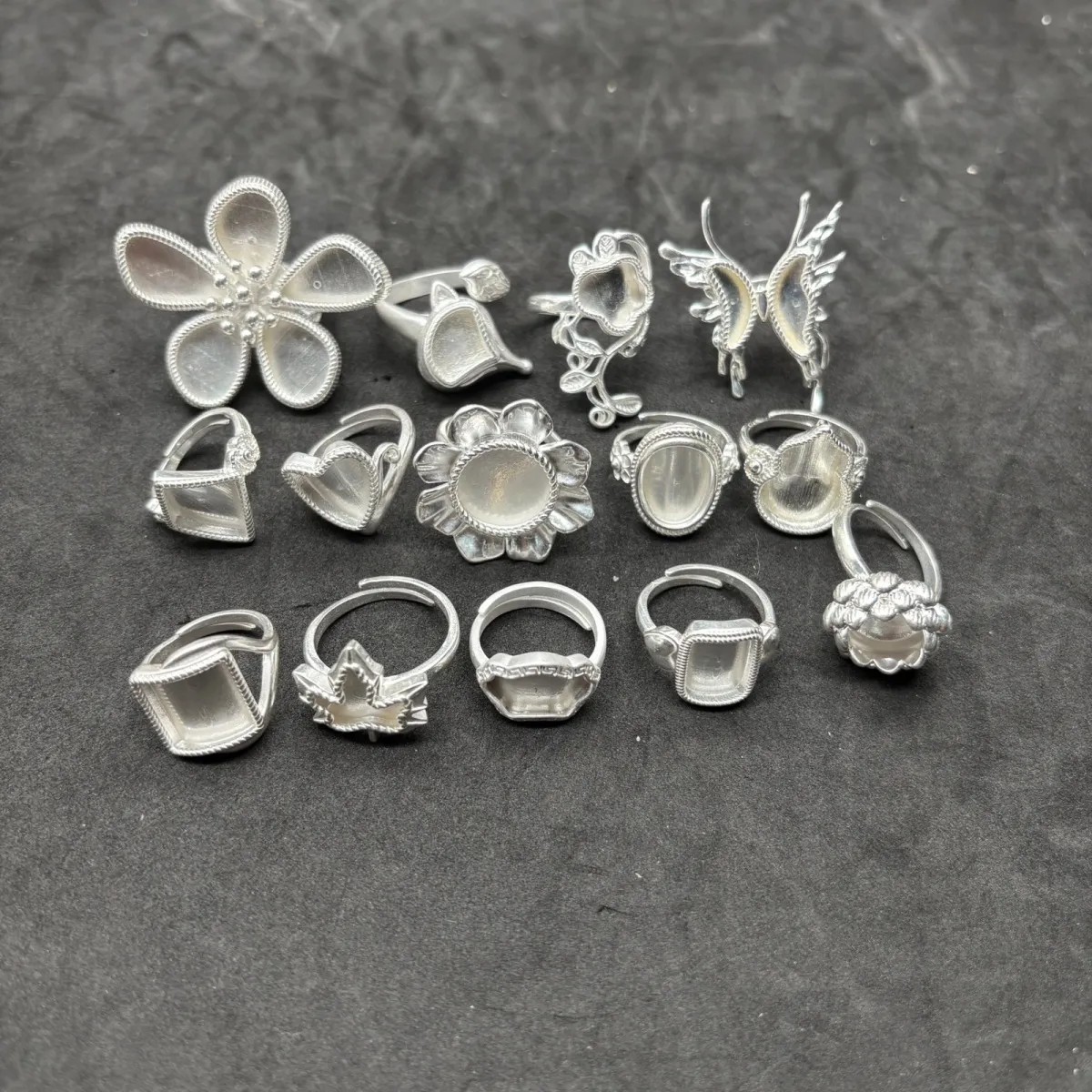 手工饰品苗绣配件戒指空托底托镶嵌绣片戒托