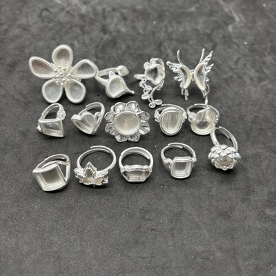 手工饰品苗绣配件戒指空托底托镶嵌绣片戒托