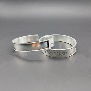 满99包邮苗银diy手镯底托空托老苗绣配件镶绣片1厘米宽面手镯空托